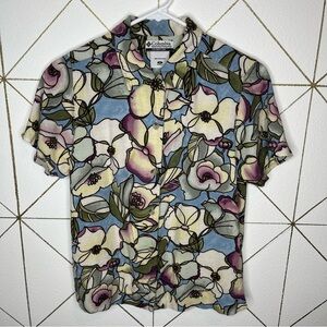 Columbia Women’s Floral Print Short Sleeve Button Down Shirt Size Small